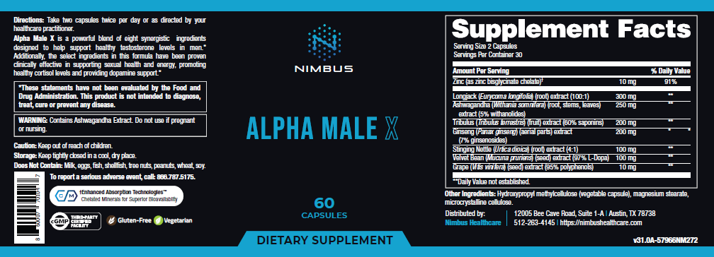 Alpha Male X - Testosterone Supplement - Cortisol & Dopamine - 60 ...